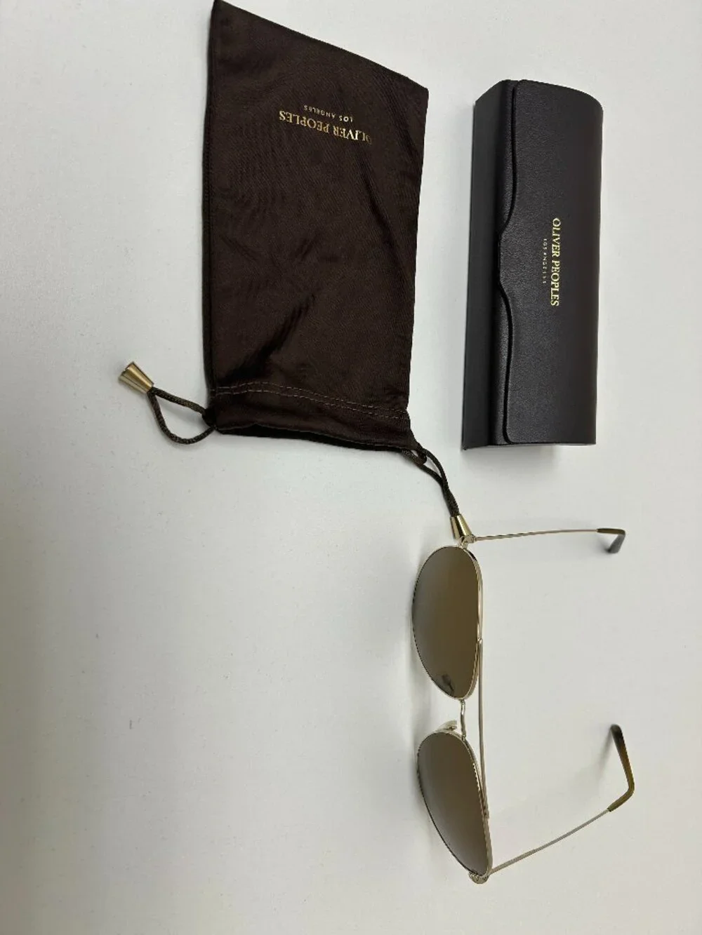 Oliver Peoples Aviator Sunglasses, Bronze and Gold